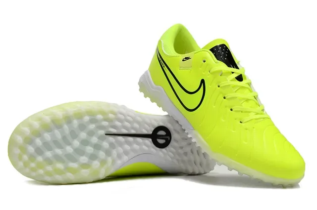 Nike Tiempo Amarillo Negro Low-Cut Synthetic Upper Clavos Cónicos Turf Zapatos de fútbol 7