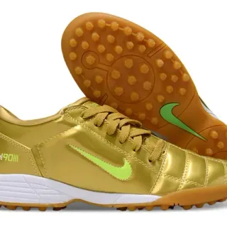 Nike Total 90 III ذهبي معدني أخضر ليمون حذاء كرة قدم للعشب Turf