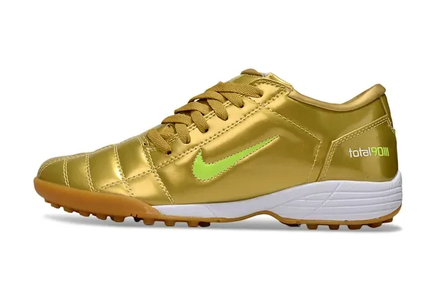 Nike Total 90 III ذهبي معدني أخضر ليمون حذاء كرة قدم للعشب Turf 3