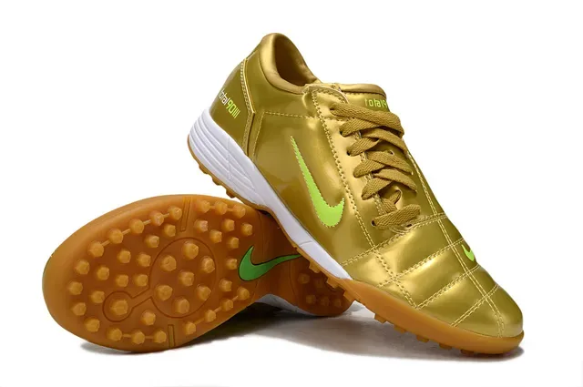 Nike Total 90 III ذهبي معدني أخضر ليمون حذاء كرة قدم للعشب Turf 6