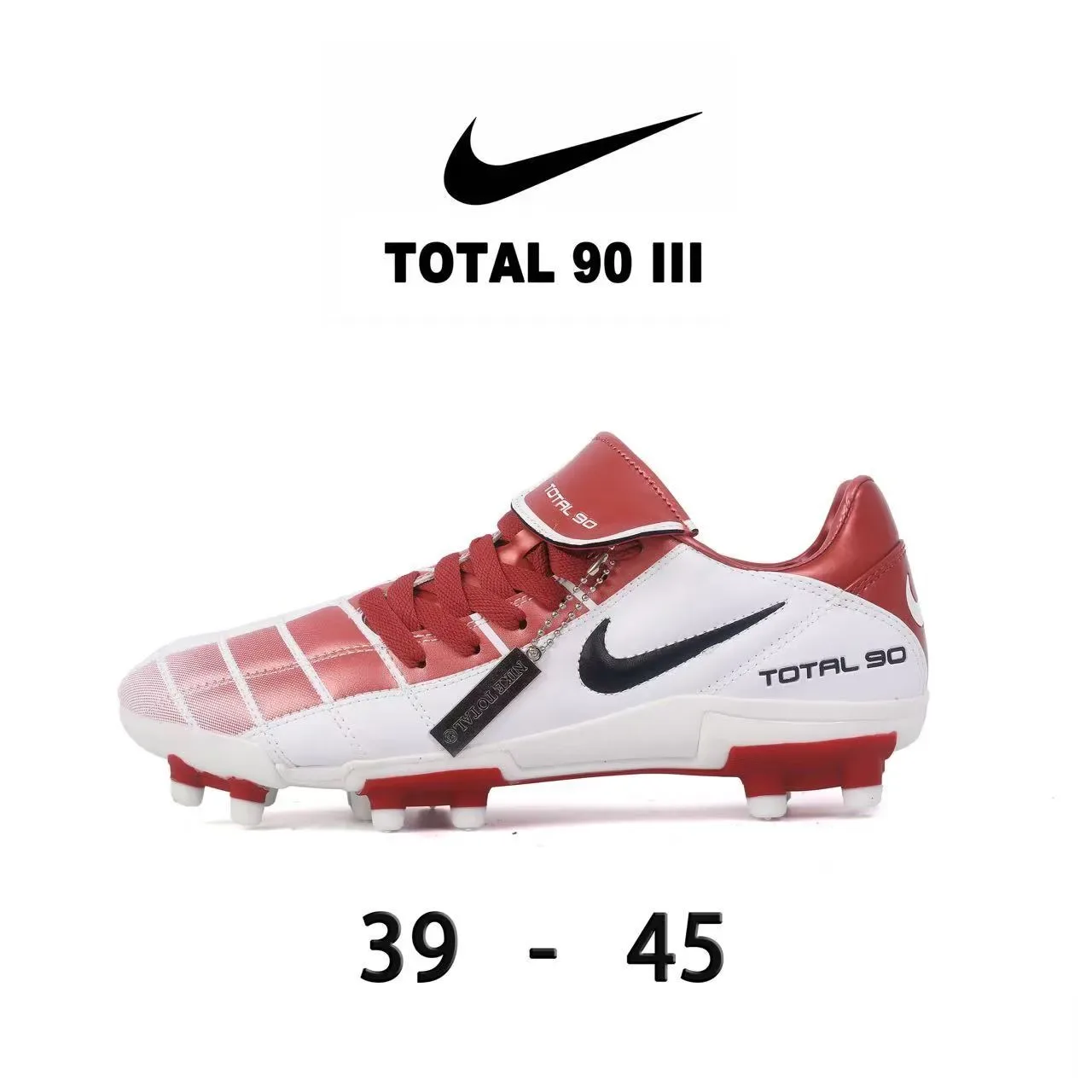 Nike Total 90 III أحذية كرة القدم البيضاء والأحمر للأرض الصلبة 8
