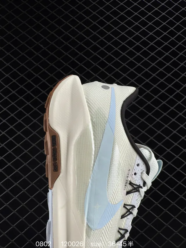 Nike Trail Beige Blue Mesh Upper Light Swoosh Accent Running Shoes 5
