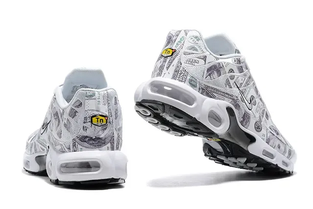 Nike White Black Dollar Bill Print Upper Visible Air Cushioning Units Lifestyle Sneakers 2