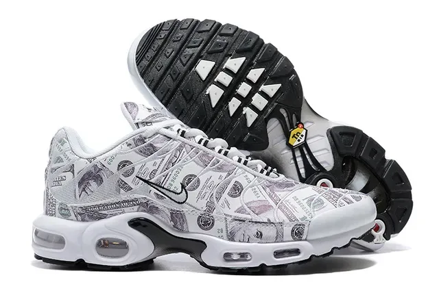 Nike White Black Dollar Bill Print Upper Visible Air Cushioning Units Lifestyle Sneakers 5