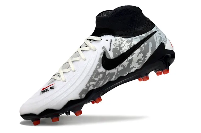 Nike White Black High-Cut Ankle Collar Camouflage-Patterned Synthetic Upper Firm-Ground Soccer Shoes 3