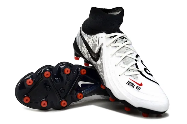 Nike White Black High-Cut Ankle Collar Camouflage-Patterned Synthetic Upper Firm-Ground Soccer Shoes 4