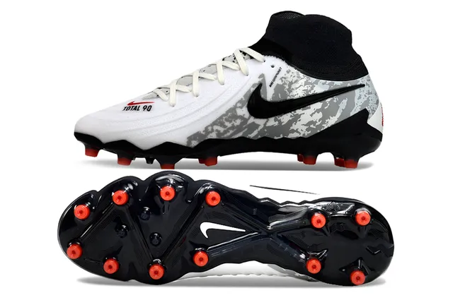 Nike White Black High-Cut Ankle Collar Camouflage-Patterned Synthetic Upper Firm-Ground Soccer Shoes 6