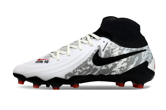 Nike White Black High-Cut Ankle Collar Camouflage-Patterned Synthetic Upper Firm-Ground Soccer Shoes 7