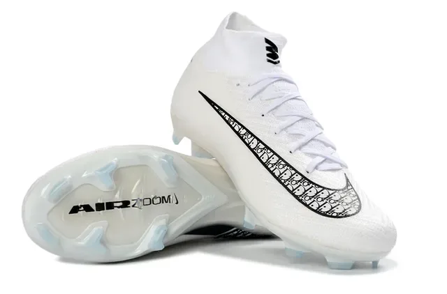 Nike Chaussures de football blanc noir haut avec upper Flyknit terrain ferme 2