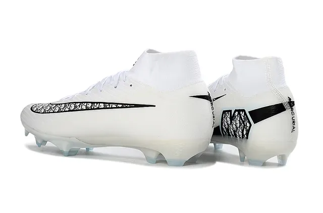 Nike Chaussures de football blanc noir haut avec upper Flyknit terrain ferme 4