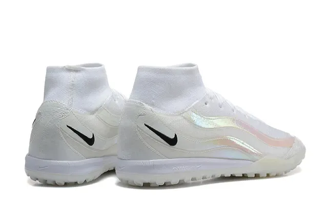 Nike Chaussures de Football Turf Blanc et Noir Hautes à Collet Sock-Fit 2
