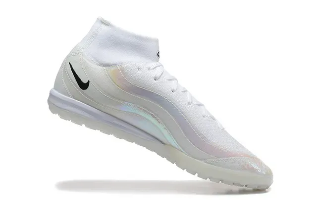 Nike Chaussures de Football Turf Blanc et Noir Hautes à Collet Sock-Fit 4