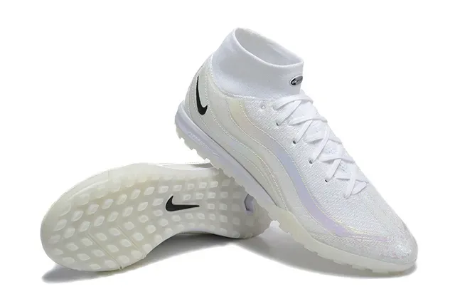Nike Chaussures de Football Turf Blanc et Noir Hautes à Collet Sock-Fit 6