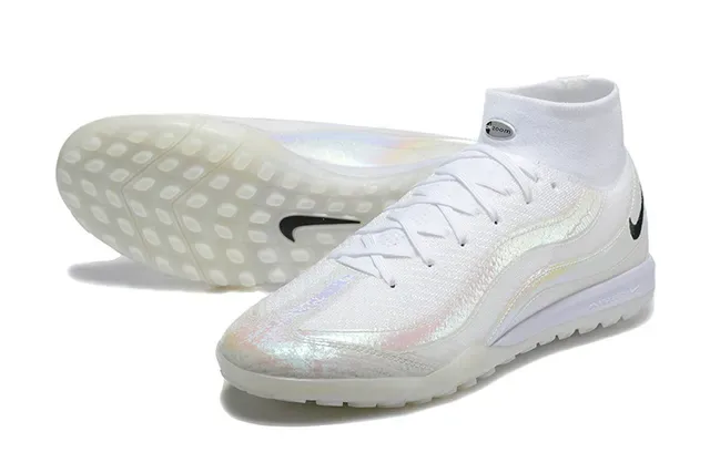 Nike Chaussures de Football Turf Blanc et Noir Hautes à Collet Sock-Fit 7