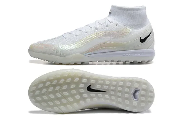 Nike Chaussures de Football Turf Blanc et Noir Hautes à Collet Sock-Fit 9