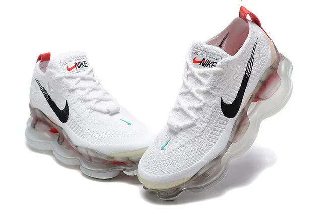 Nike White Black Red Knit Upper Full-Length Visible Air Unit Running Shoes 3