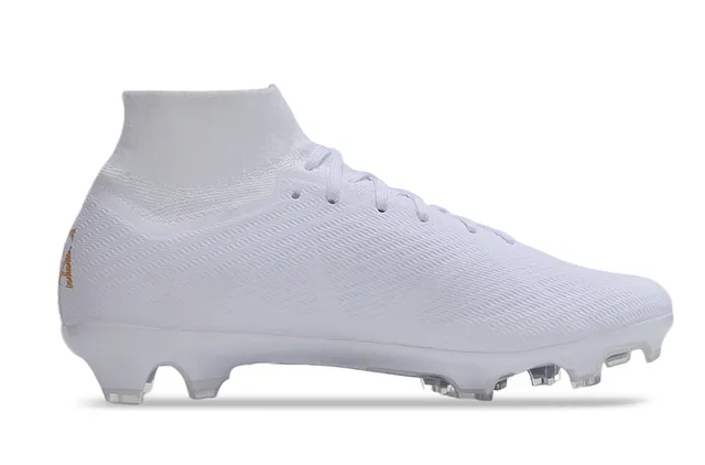 Nike White Blue High-Cut Sock-Fit Collar Geometric Print Firm-Ground Soccer Shoes 5