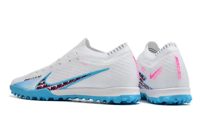 Nike White Blue Knit Upper Dynamic Fit Collar Turf Soccer Shoes 4