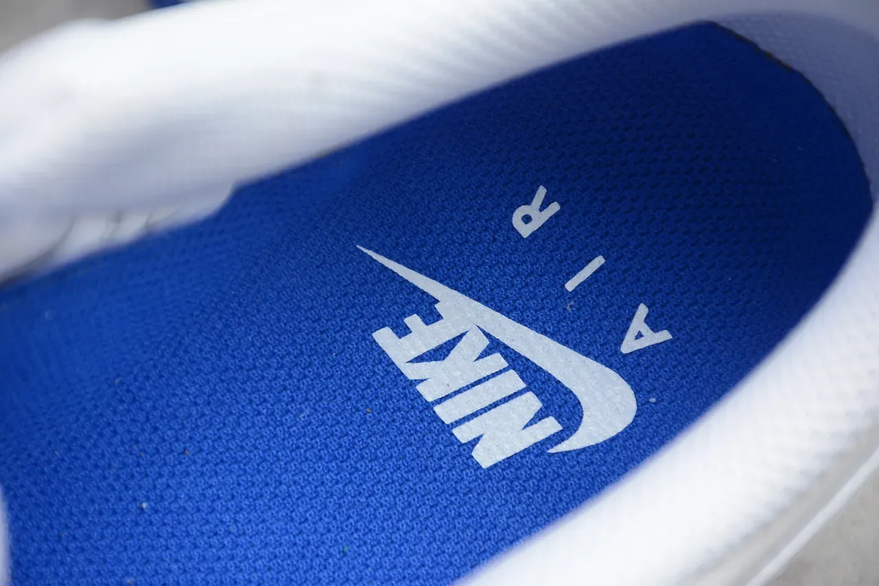 Nike White Blue Low-Top Leather Upper Lifestyle Sneakers 4