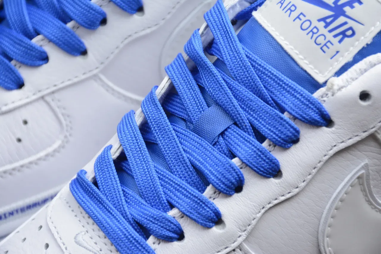 Nike White Blue Low-Top Leather Upper Lifestyle Sneakers 6