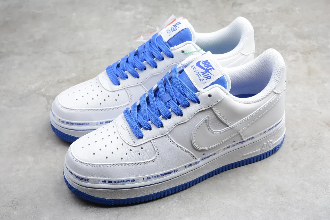Nike White Blue Low-Top Leather Upper Lifestyle Sneakers 8