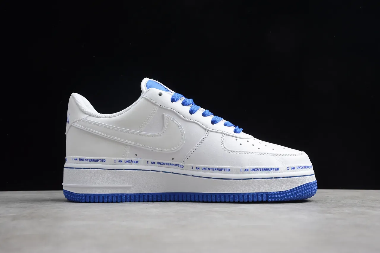 Nike White Blue Low-Top Leather Upper Lifestyle Sneakers 12