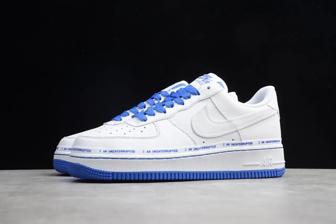 Nike White Blue Low-Top Leather Upper Lifestyle Sneakers 13