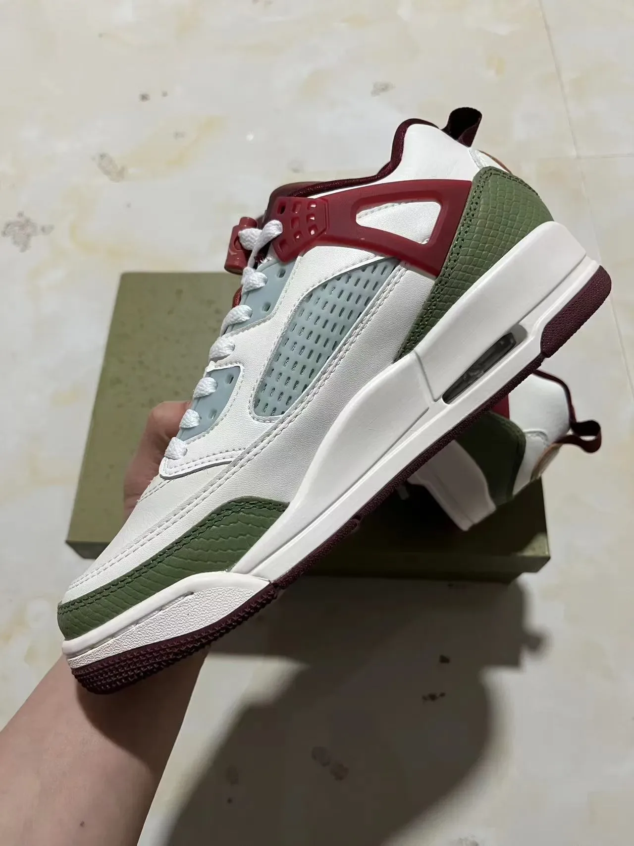 Nike White Burgundy High-Top Layered Synthetic And Leather Upper Lifestyle Sneakers 5