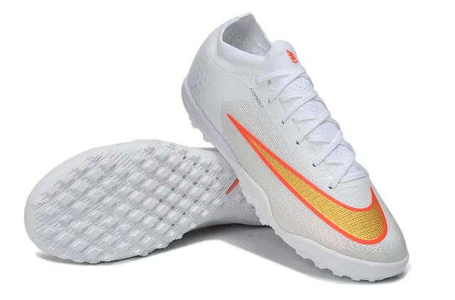 Nike White Gold Atomknit Engineered Mesh Upper Low-Cut Sock-Like Collar Turf Soccer Shoes 3
