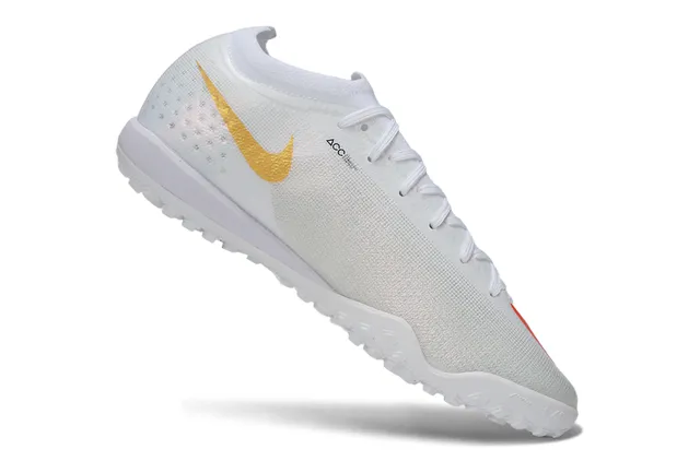 Nike White Gold Atomknit Engineered Mesh Upper Low-Cut Sock-Like Collar Turf Soccer Shoes 6