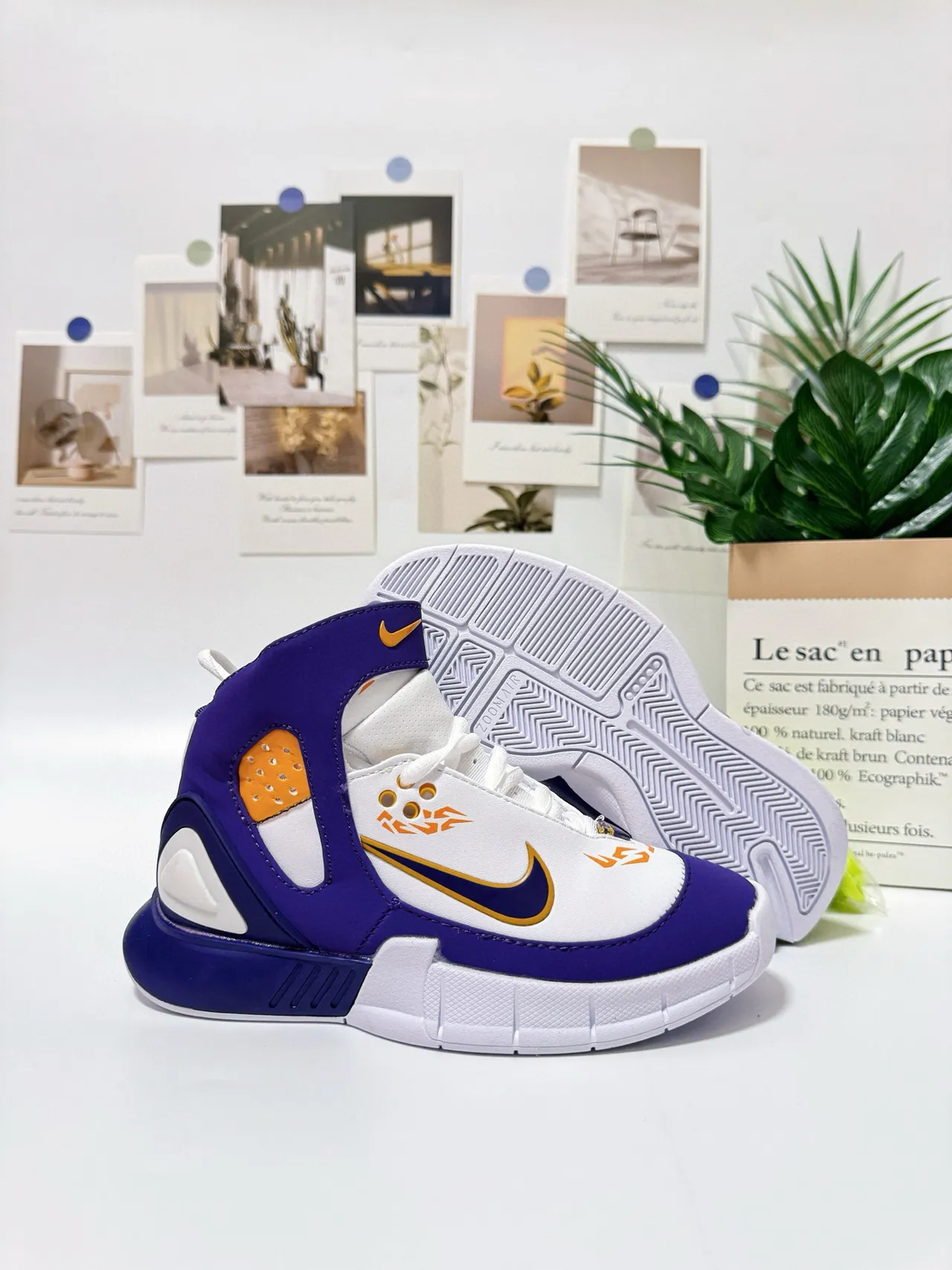 Nike White Gray High-Top Midfoot Strap Basketball Shoes 4