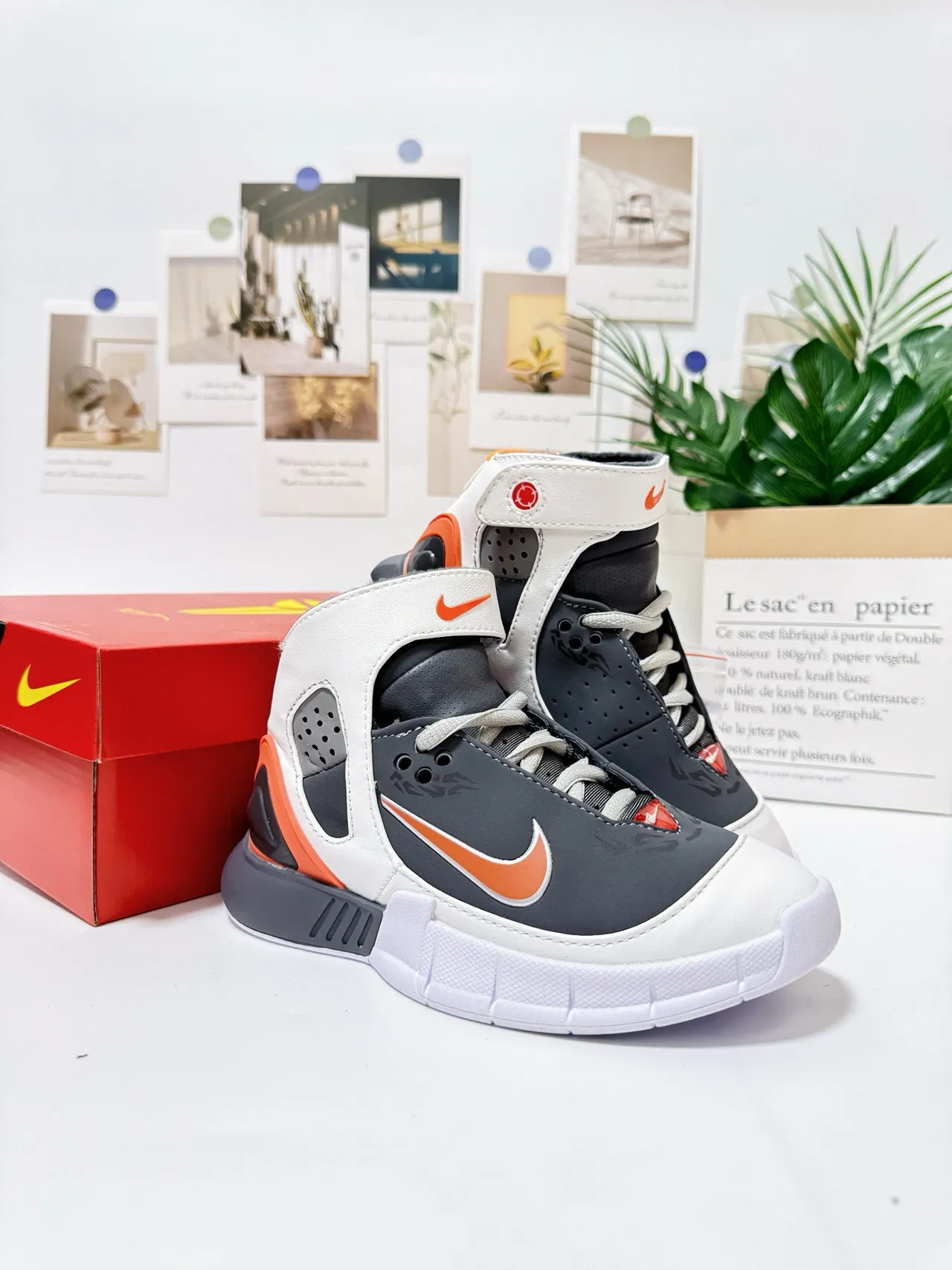 Nike White Gray High-Top Midfoot Strap Basketball Shoes 18