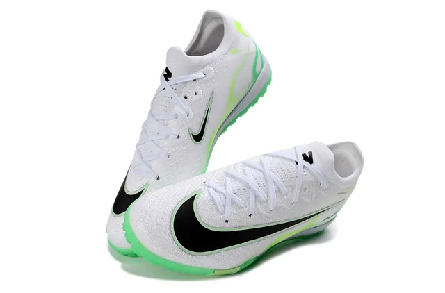 Nike Blanc et Vert Low-Cut Knit Upper Neon Flame Graphic Turf Chaussures de Football 7