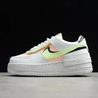 Nike White Green Platform Sole Layered Synthetic Overlays Lifestyle Sneakers