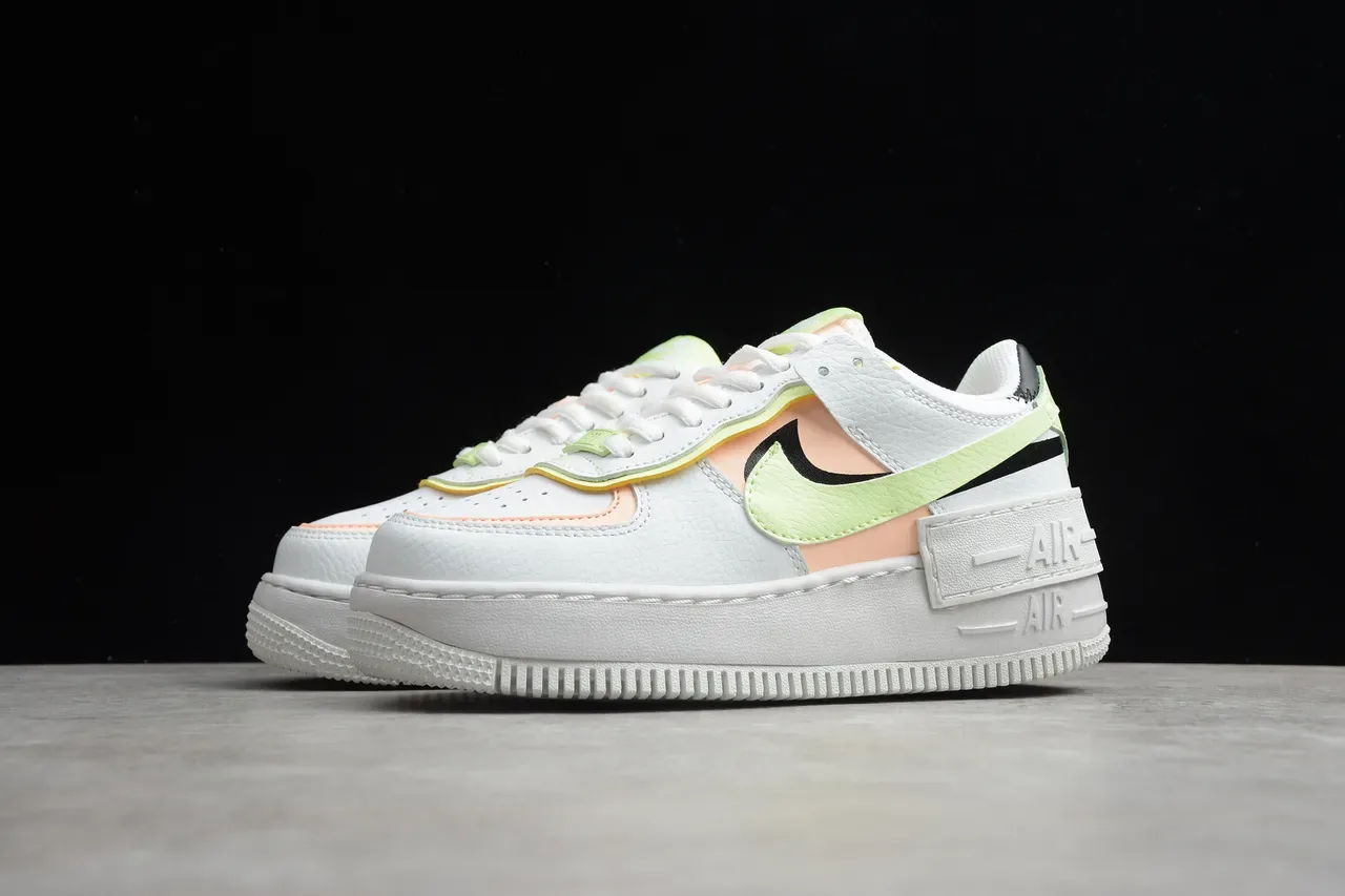 Nike Chaussures Lifestyle Blanc Vert Semelle Plateforme Superpositions de Matériau Synthétique en Couches 15