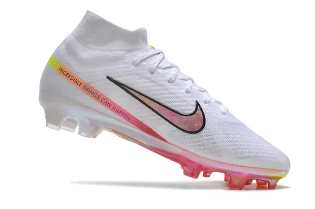 Nike Blanc Multicolore Haut-Coupé Ajustement Chaussette Supérieur Iridescent Translucide Talon Sol Ferme Chaussures de Football 2