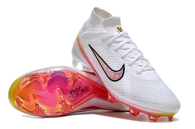 Nike Blanc Multicolore Haut-Coupé Ajustement Chaussette Supérieur Iridescent Translucide Talon Sol Ferme Chaussures de Football 4