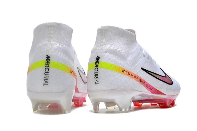 Nike Blanc Multicolore Haut-Coupé Ajustement Chaussette Supérieur Iridescent Translucide Talon Sol Ferme Chaussures de Football 5