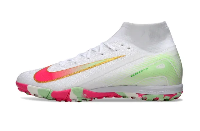 Nike Chaussures de football turf blanc multicolore haut avec upper knit et collet sock-fit 8