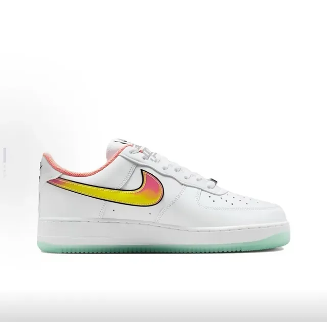 Nike White Multicolor Low-Top Perforated Leather Upper Lifestyle Sneakers 6