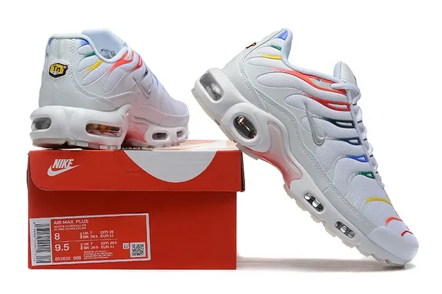 Nike White Multicolor Wave-Shaped Synthetic Overlays Visible Air Cushioning Units Lifestyle Sneakers 2