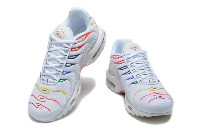 Nike White Multicolor Wave-Shaped Synthetic Overlays Visible Air Cushioning Units Lifestyle Sneakers 3