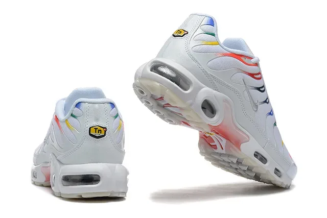 Nike White Multicolor Wave-Shaped Synthetic Overlays Visible Air Cushioning Units Lifestyle Sneakers 4
