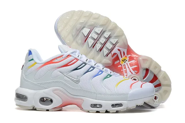 Nike White Multicolor Wave-Shaped Synthetic Overlays Visible Air Cushioning Units Lifestyle Sneakers 6