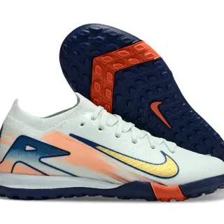 Nike Zapatos de fútbol turf con upper de knit blanco y navy con overlay gráfico gradient