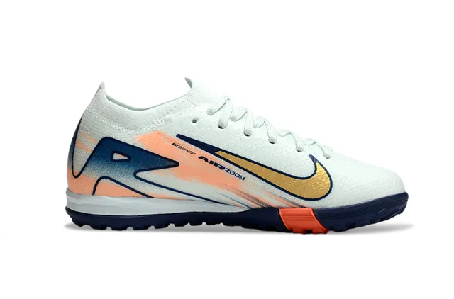 Nike Chaussures de football turf avec upper en tricot blanc et navy avec overlay graphique gradient 5