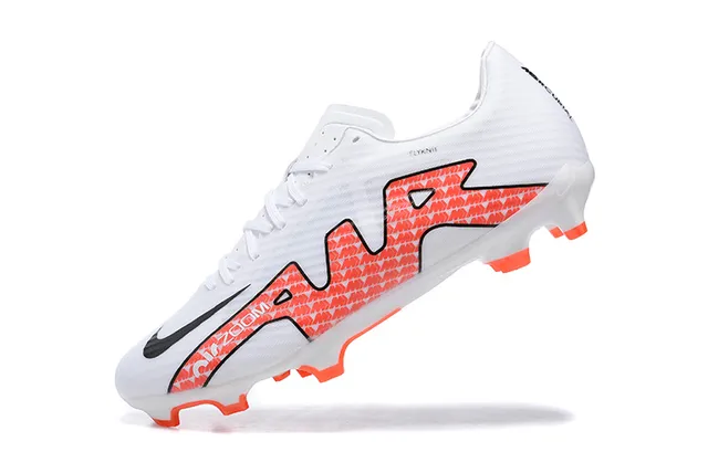 Nike White Orange Flyknit Upper Low-Cut Silhouette Firm-Ground Soccer Shoes 4