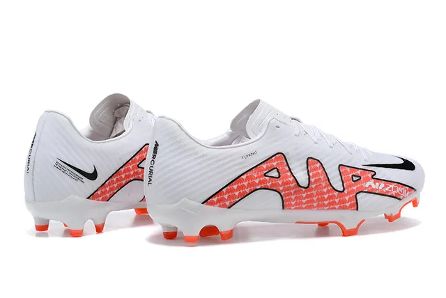 Nike White Orange Flyknit Upper Low-Cut Silhouette Firm-Ground Soccer Shoes 5