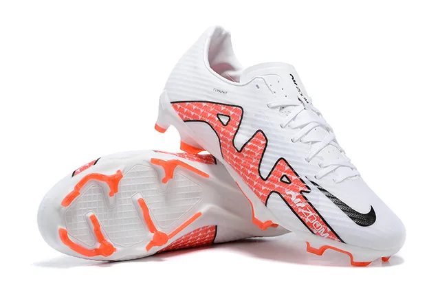 Nike White Orange Flyknit Upper Low-Cut Silhouette Firm-Ground Soccer Shoes 6
