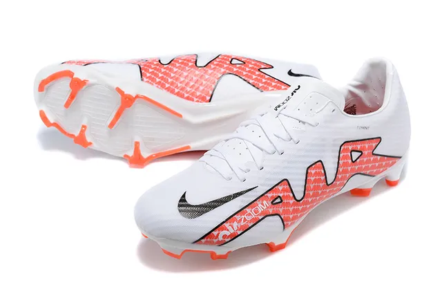 Nike White Orange Flyknit Upper Low-Cut Silhouette Firm-Ground Soccer Shoes 7